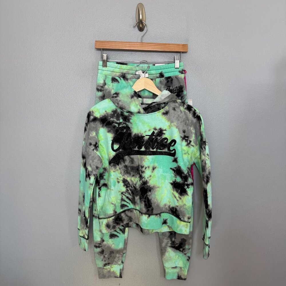JUSTICE tie dye hoodie & sweatpants set size L or 12/14